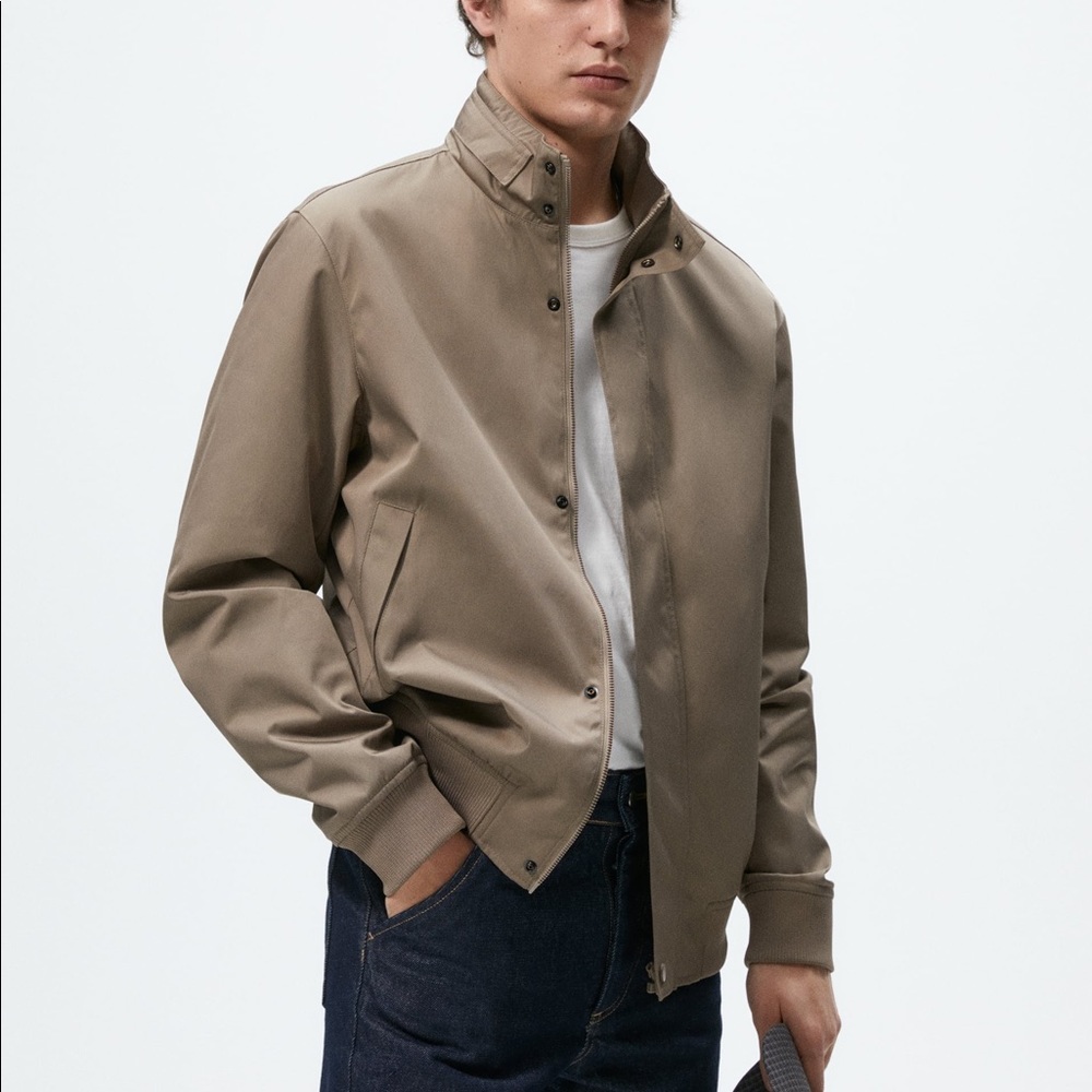 Zara Technical Zip up Members Only Style Jacket with Stow Away Hood